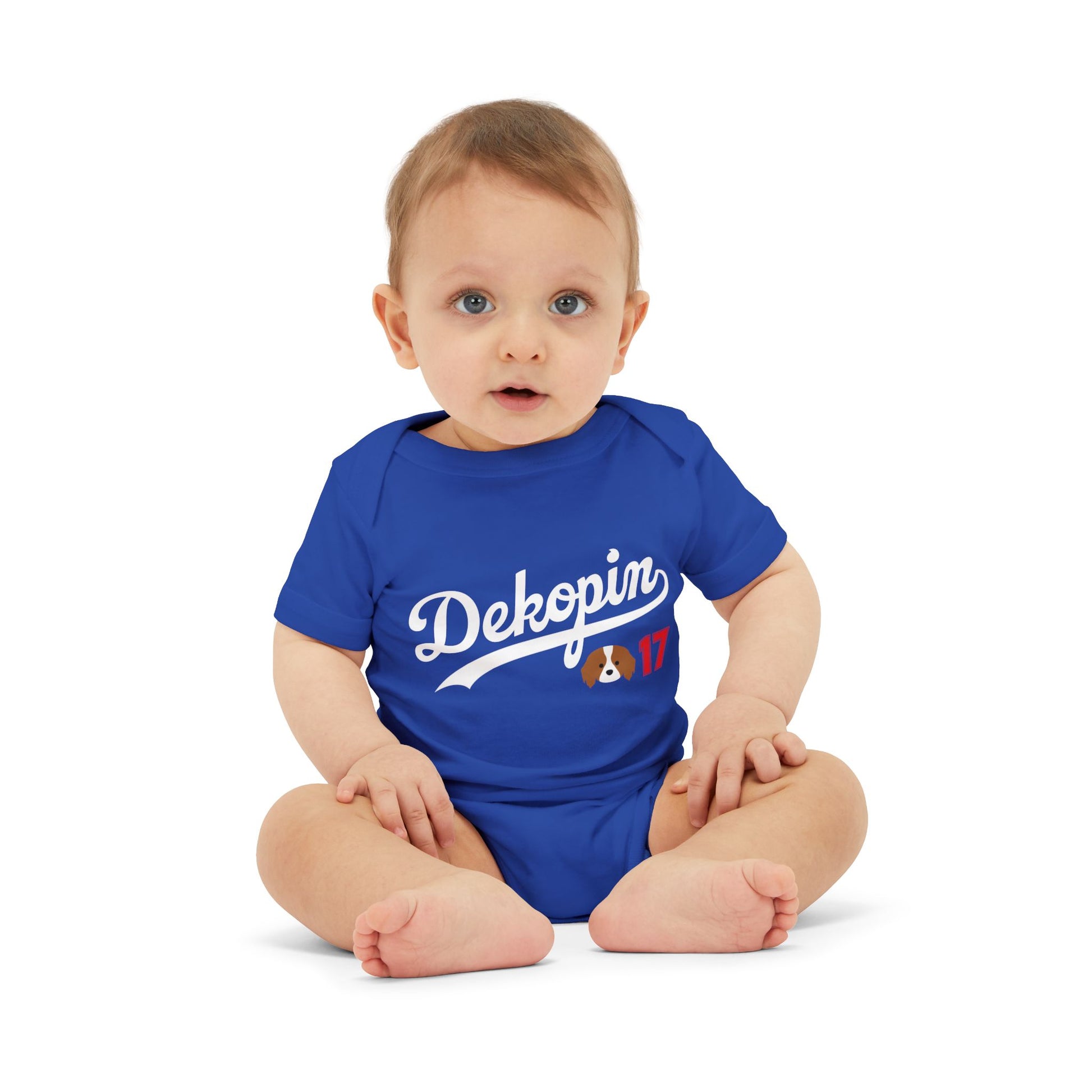 Baby Onesie | DEKOPIN + CUSTOM 17 | Front & Back Print | Light-weight | Bella+Canvas