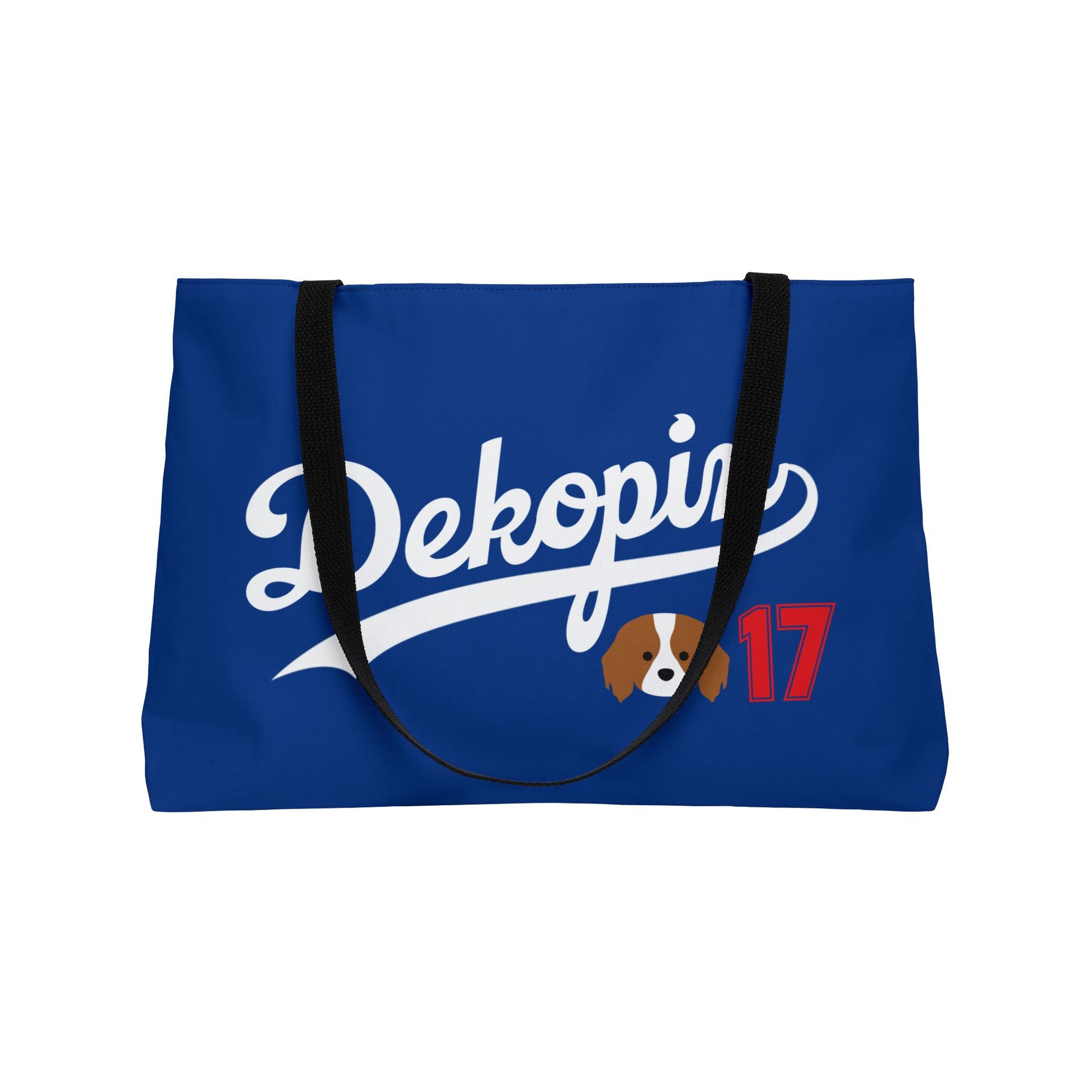 Blue Weekender Tote Bag | DEKOPIN + DECOY 17 | Front & Back Print | Dog Carrier IKEA Bag Alternative