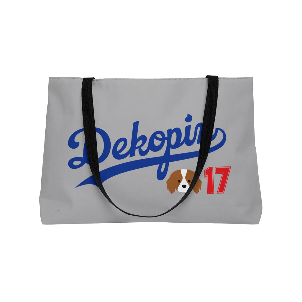 Gray Weekender Tote | DEKOPIN + CUSTOM 17 | Front & Back Print | Dog Carrier IKEA Bag Alternative