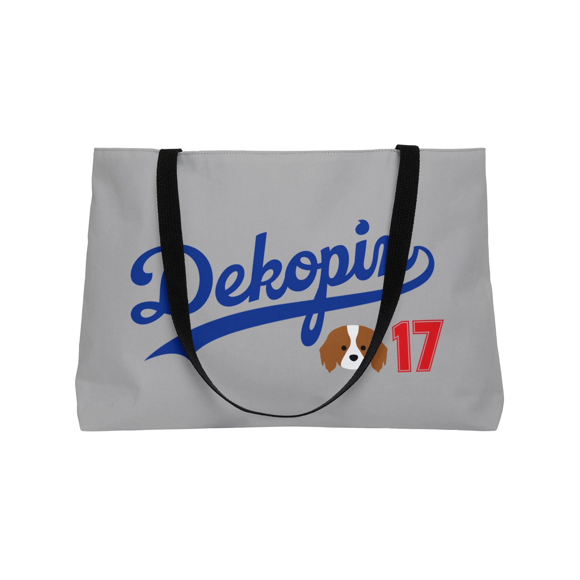 Gray Weekender Tote | DEKOPIN + CUSTOM 17 | Front & Back Print | Dog Carrier IKEA Bag Alternative