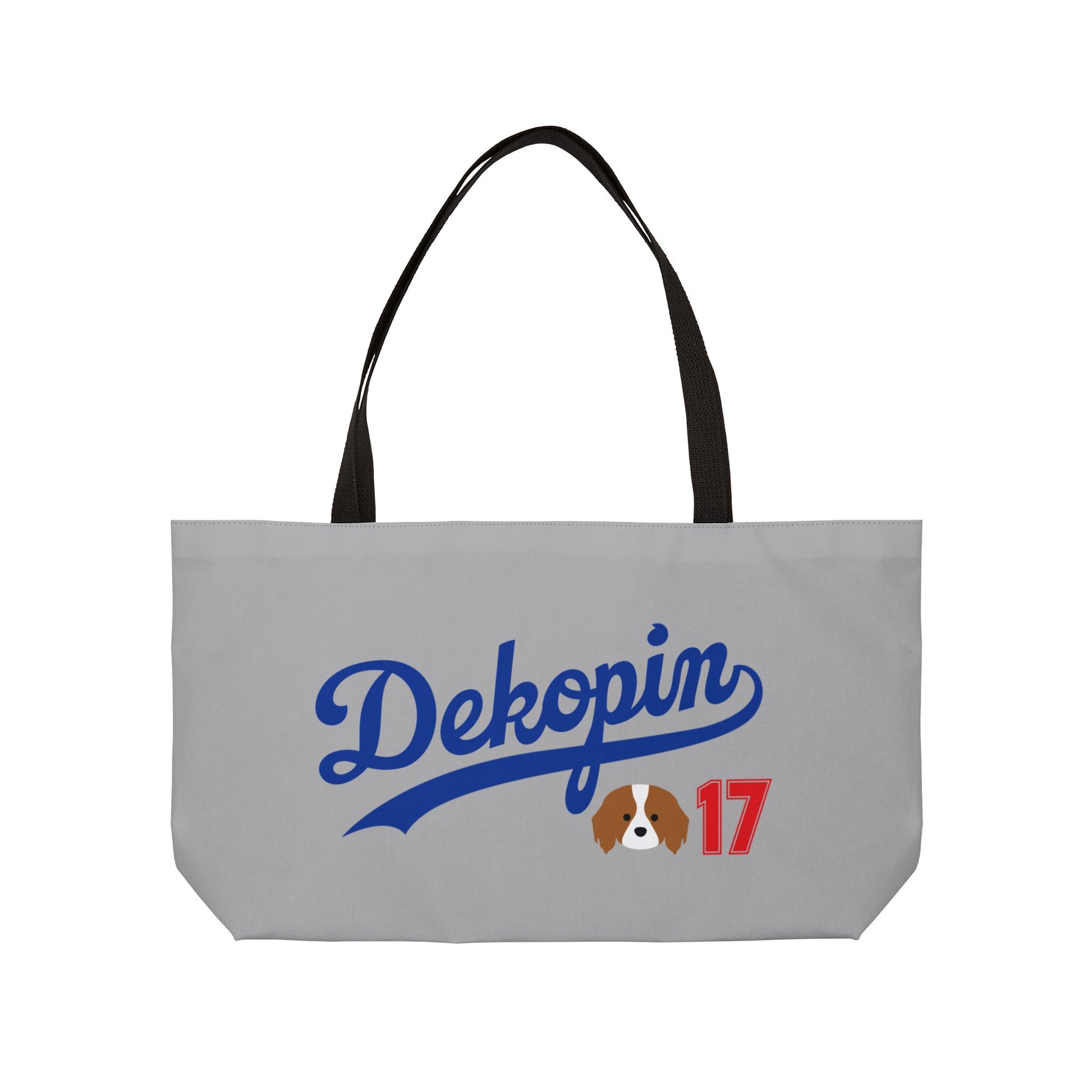 Gray Weekender Tote | DEKOPIN + CUSTOM 17 | Front & Back Print | Dog Carrier IKEA Bag Alternative