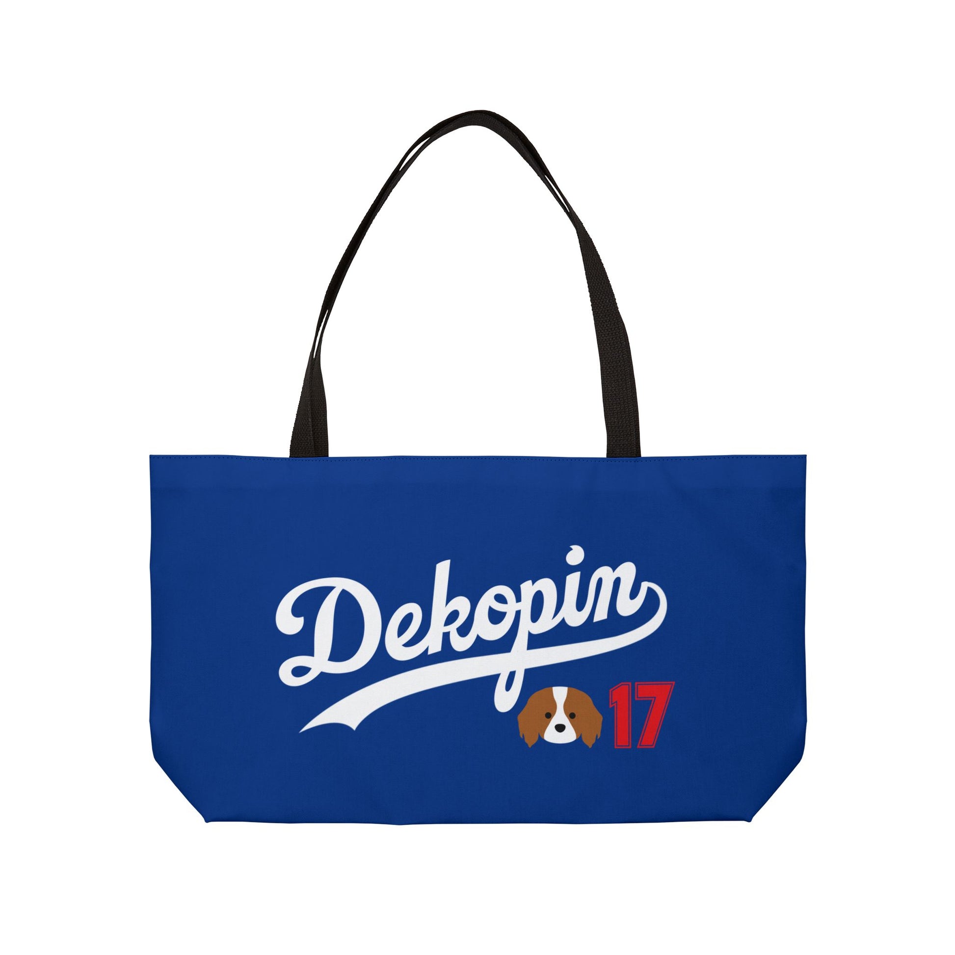 Blue Weekender Tote | DEKOPIN + CUSTOM 17 | Front & Back Print | Dog Carrier IKEA Bag Alternative